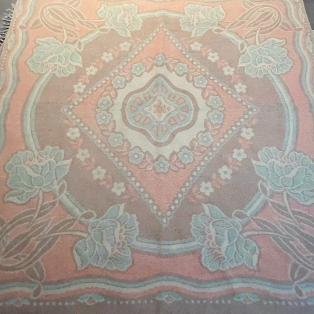 Vintage Wool Orr Health Felt & Blanket Company Holland Tulip Floral Throw - Picture 5 of 11